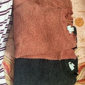 Textured Crew Sweater - Pink and Black (2pack)